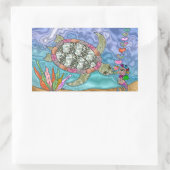 Psychedelic Sea Turtle Seepferd Art Rechteckiger Aufkleber (Tasche)