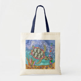 Psychedelic Sea Turtle Seepferd Art Tote Beutel Tragetasche