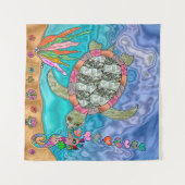 Psychedelic Sea Turtle Seepferd Art Wandteppich (Vorderseite (Horizontal))