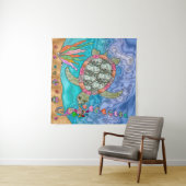 Psychedelic Sea Turtle Seepferd Art Wandteppich (Beispiel (Horizontal))