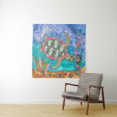 Psychedelic Sea Turtle Seepferd Art Wandteppich (Beispiel)