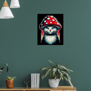 Psychedelic Shroom Cat - Amanita Guardian Poster