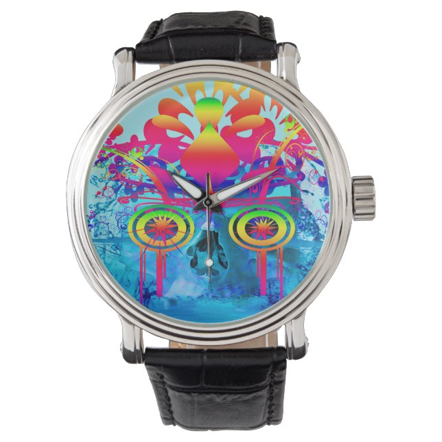 Psychedelic Skull Armbanduhr (Vorderseite)