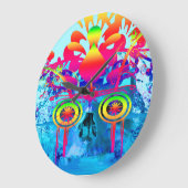Psychedelic Skull Große Wanduhr (Winkel)