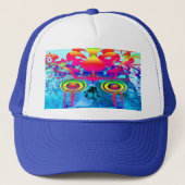 Psychedelic Skull Trucker Hat Truckerkappe (Vorderseite)