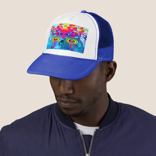 Psychedelic Skull Trucker Hat Truckerkappe (Beispiel)
