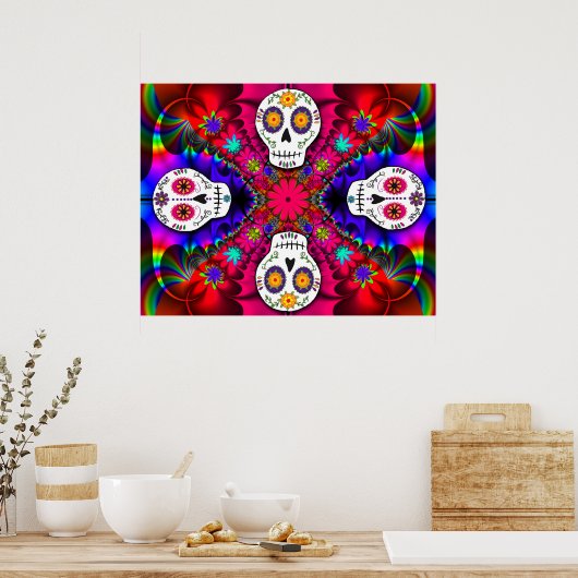 Psychedelic Skulls Poster (Küche)