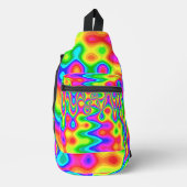 Psychedelic Sling Backpack with Neon Swirl Pattern Crossbody Bag (Vorderseite)