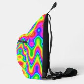 Psychedelic Sling Backpack with Neon Swirl Pattern Crossbody Bag (Rechts)
