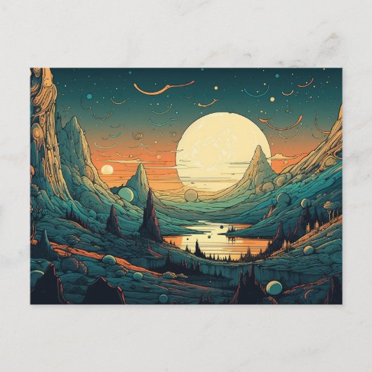 Psychedelic Space-Banner Postkarte (Vorderseite)