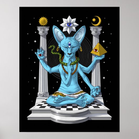 Psychedelic Sphynx Cat Shiva Poster (Vorne)