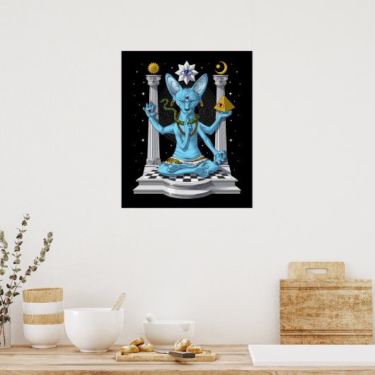 Psychedelic Sphynx Cat Shiva Poster (Küche)