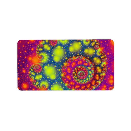 Psychedelic Spiral Neon Decorative Abstrakt Art Adressaufkleber (Vorne)