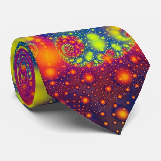 Psychedelic Spiral Neon Decorative Abstrakt Art Krawatte (Gerollt)