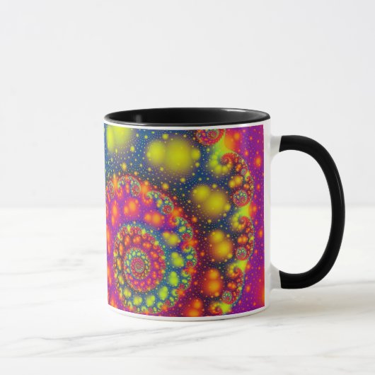 Psychedelic Spiral Neon Decorative Abstrakt Art Tasse (Rechts)