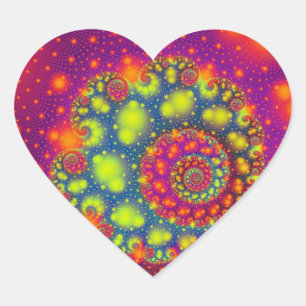 Psychedelic Spiral Neon Decorative Abstrakt Heart Herz-Aufkleber