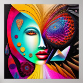 Psychedelic Spiral Woman Rainbow Energy Abstrakt Poster (Vorne)