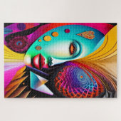 Psychedelic Spiral Woman Rainbow Energy Abstrakt Puzzle (Horizontal)