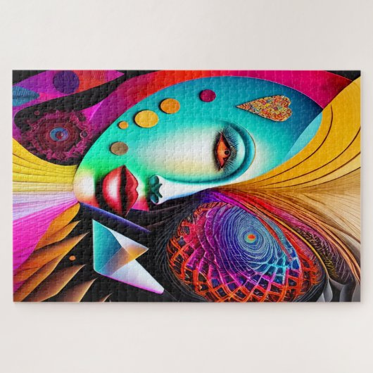 Psychedelic Spiral Woman Rainbow Energy Abstrakt Puzzle (Horizontal)