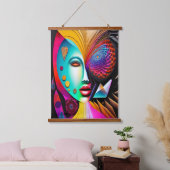Psychedelic Spiral Woman Rainbow Energy Abstrakt Wandteppich Mit Holzrahmen (Schlafzimmer)