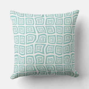 Psychedelic Square Prismen Karo Weiße Aquamarine B Kissen