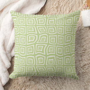 Psychedelic Square Prisms Karo Mint Bronze Floral Kissen