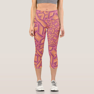 Psychedelic Starburst Pattern – Groovy Pink & Oran Capri Leggings