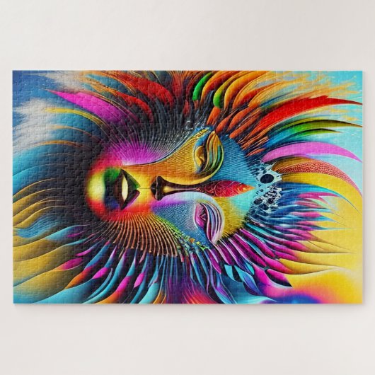 Psychedelic Sun Face Abstrakt Art Puzzle (Horizontal)