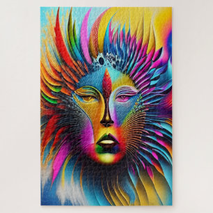 Psychedelic Sun Face Abstrakt Art Puzzle
