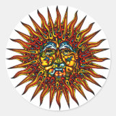 Psychedelic Sun Runder Aufkleber (Vorderseite)