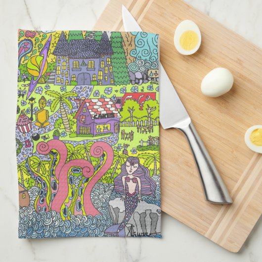 PSYCHEDELIC SUNSET KÜCHENTUCH (Viertel Falte)