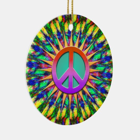 Psychedelic Sunshine Groovy Peace Ornament (Rechts)