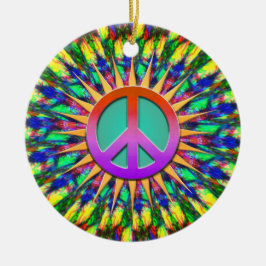 Psychedelic Sunshine Groovy Peace Ornament