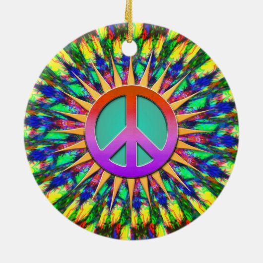Psychedelic Sunshine Groovy Peace Ornament (Hinten)