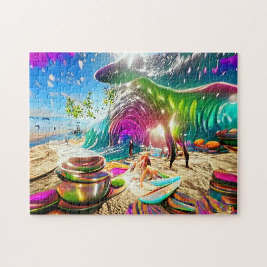 Psychedelic Surfing Beach Sand Jigsaw Puzzle (Horizontal)