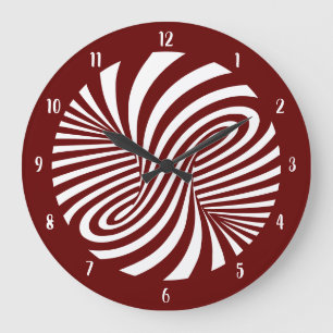 Psychedelic Swirl Optical Illusion Burgund Große Wanduhr