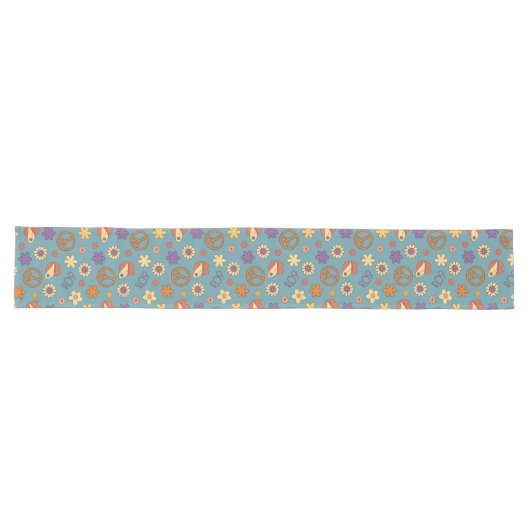Psychedelic Table Runner Retro Pastel Mood Großer Tischläufer (Horizontal)