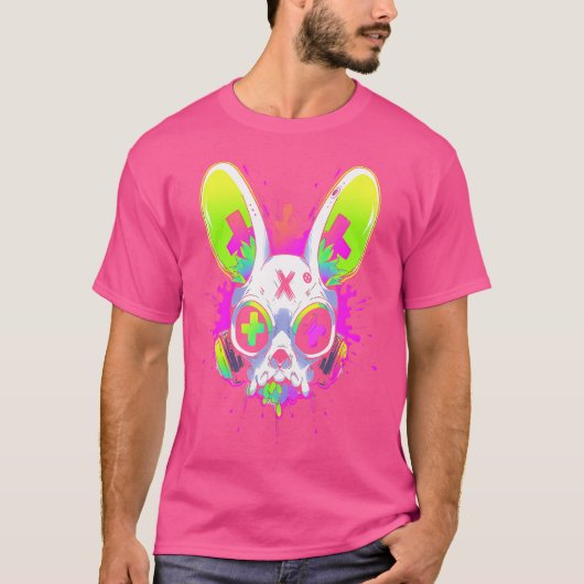 Psychedelic Techno Rabbit Rave Edm Punk Grunge Ae T-Shirt (Vorderseite)