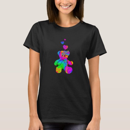 Psychedelic Teddy Bär Trippy Teddy mit T-Shirt (Vorderseite)