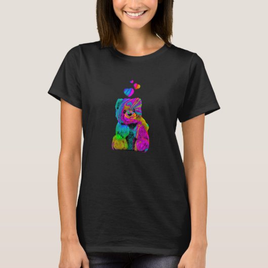 Psychedelic Teddy Bär Trippy Teddy mit T-Shirt (Vorderseite)