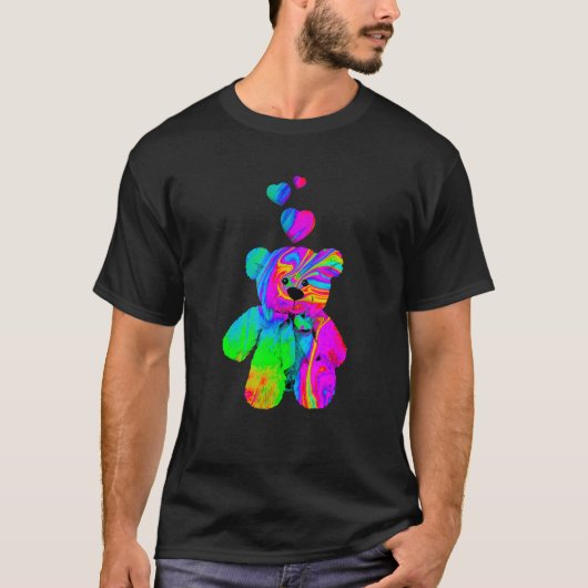 Psychedelic Teddy Bär Trippy Teddy mit T-Shirt (Vorderseite)