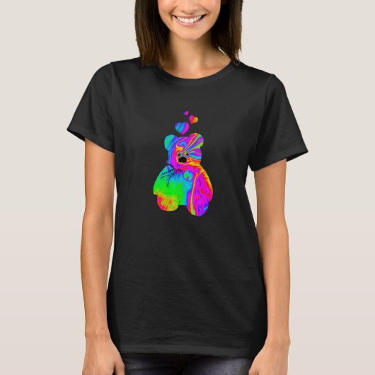 Psychedelic Teddy Bär Trippy Teddy mit T-Shirt (Vorderseite)