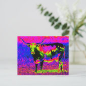 Psychedelic Texas Longhorn Cow Postkarte (Stehend Vorderseite)