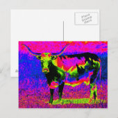 Psychedelic Texas Longhorn Cow Postkarte (Vorne/Hinten)