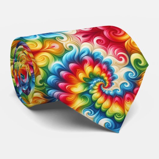 Psychedelic Tie-Dye Pattern Krawatte (Gerollt)