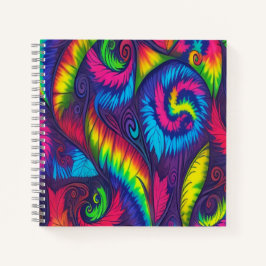 Psychedelic Tie Dye Rainbow Leaves Vibrant Spiral  Notizblock