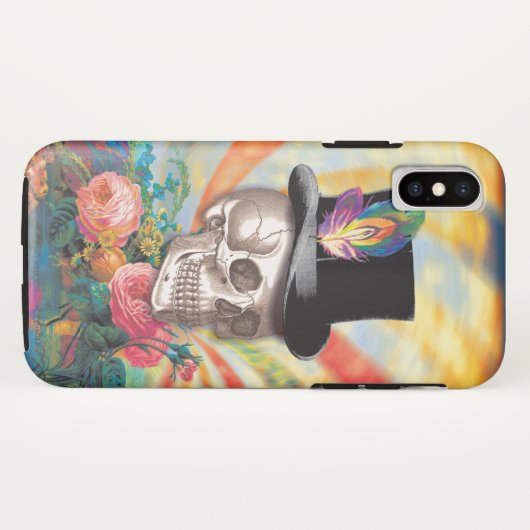 Psychedelic Top Hat Skull Case-Mate iPhone Hülle (Rückseite (Horizontal))