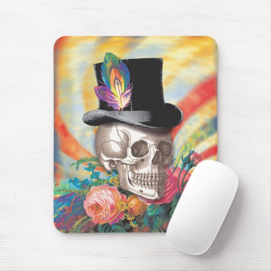 Psychedelic Top Hat Skull Mousepad (Mit Mouse)