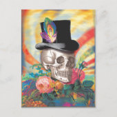 Psychedelic Top Hat Skull Postcard Postkarte (Vorderseite)