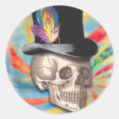 Psychedelic Top Hat Skull Sticker (Vorderseite)